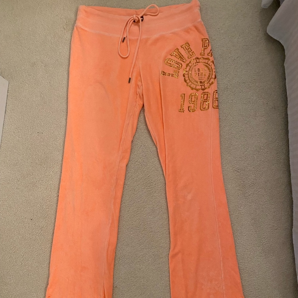 Orange sweatpants by PINK, size M
